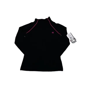 NEW Champion Cold Gear Mock Nec Long Sleeve Girl's Black Hot Pink Top Medium - Picture 1 of 8