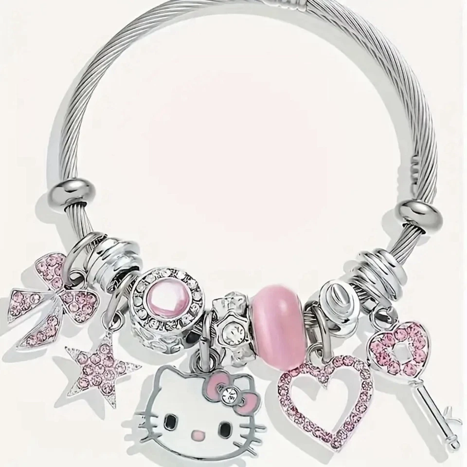 Hello Kitty - Pulsera - Cuentas de Cristal Anime - Colgante Foto 1 de 4