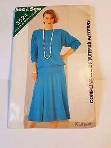 Butterick 5524, UNCUT, 1986, Misses' Tops & Skirt. Size 8-20 - Picture 1 of 2