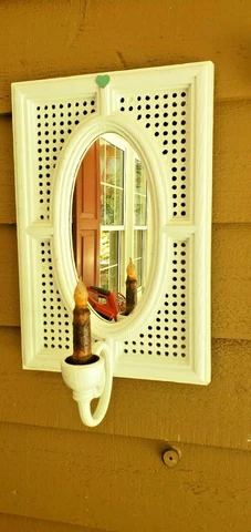 Shabby Chic White Rattan-Look Candle Wall Sconce Cover