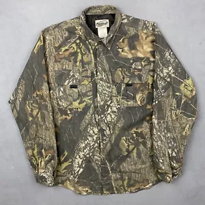 Mossy Oak Shirt Mens Medium Camo Button Up Chamois Heavy Cloth Field Staff Adult - Picture 1 of 12
