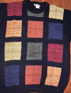 Norm Thompson Acrylic Wool Sweater Mens Xxl Made in Italy Color Block - Picture 1 of 4