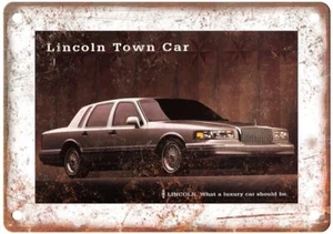Vintage 1996 Lincoln Town Car Auto Ad Retro Look Metal Sign A4615 - Picture 1 of 2