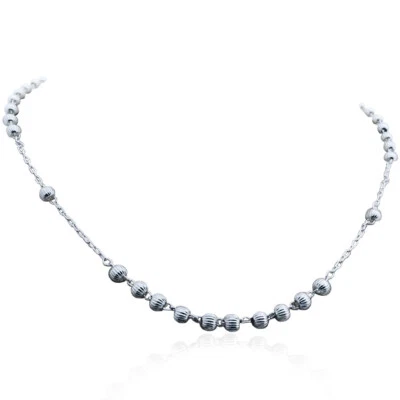 Collana rosario a giro cm 55 in argento titolo 925 con pallina rigata mm 4 - Immagine 1 di 2