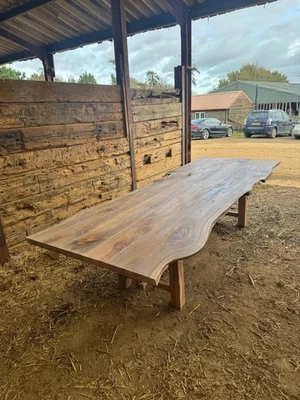 Handmade Live Edge Solid Elm Dining Table — 3m x 1.4m.  Crafted In My Workshop - Image 1 of 4