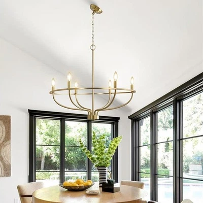 Vintage Pendant Light 6 Lights Bar Gold Chandelier Lighting Kitchen Ceiling Lamp - Image 1 of 4