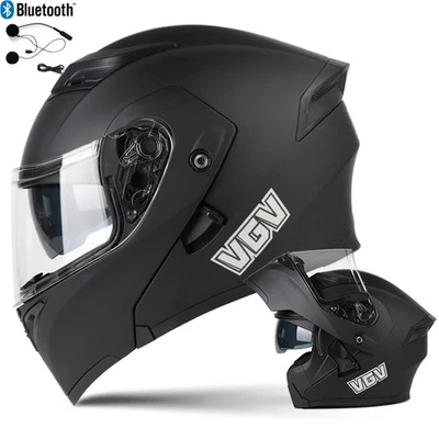 DOT Bluetooth Flip Up Modular Motorcycle Helmets Motorbike Helmet W/Sun Glasses - Image 1 of 4