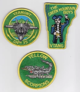 USAF 134th FIGHTER SQ MORALE Set, F-35s Burlington ANGB, supporto laterale vintage gancio! - Foto 1 di 1