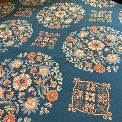 Manta Queen Boho Reversible 4 Capas Algodón Azul Naranja Flecos Suave Foto 1 de 4