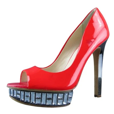 Boutique 9 Nosey Women Platform Heel Shoes Orange Patent Leather Size 7 Medium - image 1 of 4