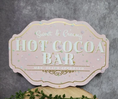 Mrs Claus Pink Hot Cocoa Bar Christmas Plaque Sign 12" Pinkmas Candy NEW - Image 1 of 4