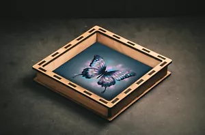 Butterfly Dice Tray, Walnut Square Wooden Dice Tray, D&D Tabletop Rolling Tray - Picture 1 of 2