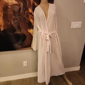 Delicates Robe Small Pink Sheer Nylon Maxi Long 50" - Picture 1 of 5