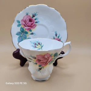 Royal Albert Bone China White Pink Rose Tea Cup & Saucer - Picture 1 of 11