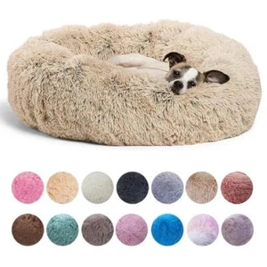 40-90cm rundes Haustierbett für großes Hundebett superweich Katzenbett lang Plüsch Hundehütte - Bild 1 von 25