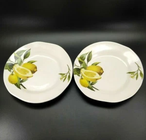 2 x Ceramica Cuore Salad Plates Lemons 9 in. Made in Italy - Picture 1 of 12