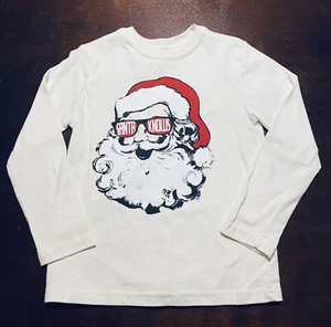 Boys Santa Shirt Long Sleeve Cream Santa Knows Holiday Time Size Small 6/7 - Picture 1 of 3
