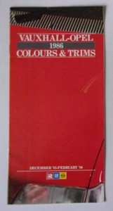 VAUXHALL OPEL orig 1986 UK Mkt Colour & Trim Brochure  Monza Senator Astra Manta - Picture 1 of 5