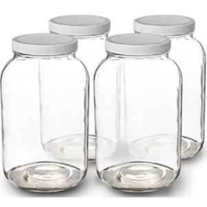 WIDE MOUTH CLEAR ONE GALLON GLASS JUG 4/CASE with Lids