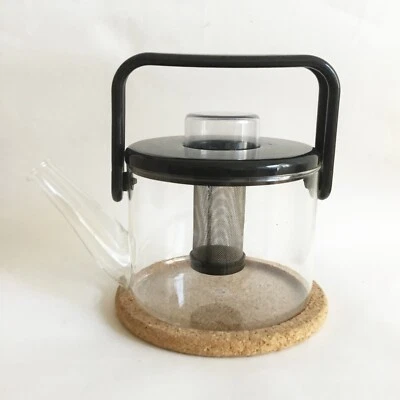 Vintage Bodum Bistro Glass Infuser Tea Pot Glass Black Kettle Space Age Denmark - Image 1 of 4
