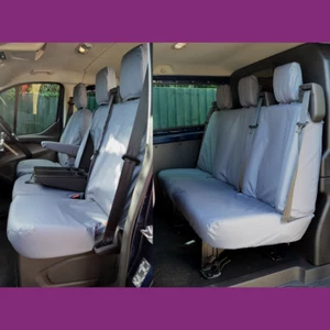 Ford Transit Custom 2013 doble cabina + 3 delantera (con bandeja) + cubiertas de asiento trasero gris - Imagen 1 de 5