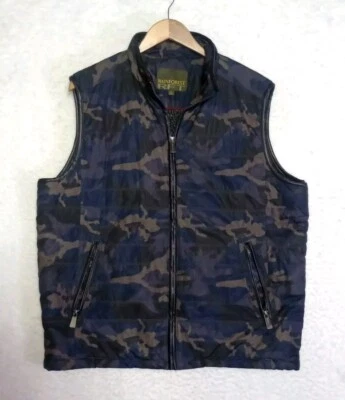 Rainforest RFT Vest Camo Puffy Fleece Lined Gray Blue Zipup Pockets Men's Large - Image 1 of 4