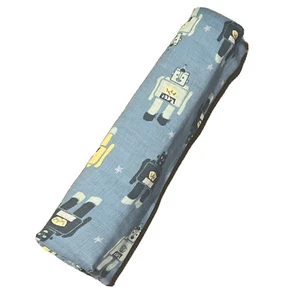 Aden + Anais Retro Robots Baby Blanket Blue Yellow Swaddle Muslin Cotton NEW - Picture 1 of 5