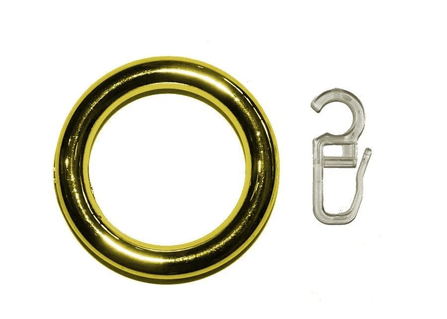 10 Vorhangringe Kunststoff messing glanz bedampft  für Stangen von 12 bis 22 mm - Bild 1 von 1