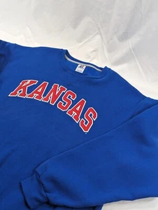 VTG 90's Russell Athletic Kansas Jay Hawks 50/50 Sweatshirt Embroidered XL Exc - Picture 1 of 9