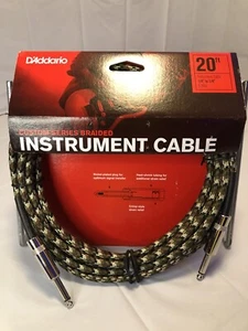 Cavo per strumenti intrecciato D'Addario Planet Waves 20 piedi verde militare - Foto 1 di 4