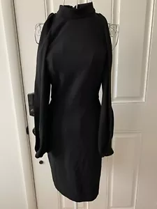 Women Charler Henry Black Cold Shoulder Long Sleeve Back Zip Dress Size XSP - Picture 1 of 15