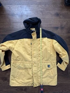 Vintage Carhartt Yellow J105 Bomber Mesh Lined Nylon Canvas Jacket XL XG - Picture 1 of 8