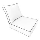 |COVER ONLY| Outdoor Contrast Piped Trim Large Deep Seat Back Pillow Cover AD106