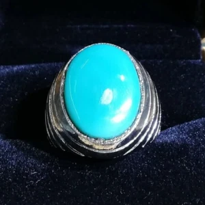 Rare Firoza, Real Turquoise Ring, Hussaini Feroza Ring, Muslim Design Ring - Picture 1 of 4