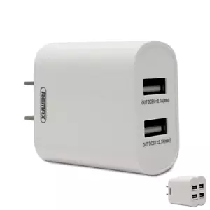 2 Pack Dual Port USB Wall Power Adaptor Charger US Standard Plug White - Picture 1 of 7
