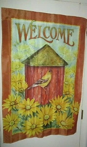 Bandera de bienvenida jilguero girasoles pajarera 28"X43" Jane Shasky bandera exterior - Imagen 1 de 3