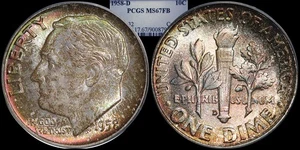 1958-D Roosevelt Dime graded PCGS67FB.......COLOR! - Picture 1 of 1
