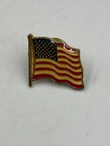 American Wavy Flag With Staff Lapel Pin - Patriotic USA - Picture 1 of 4