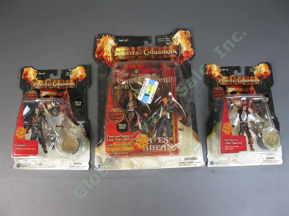 Juego de 4 figuras de Piratas del Caribe Secretos de las Profundidades Clanker Jack Sparrow + Foto 1 de 4