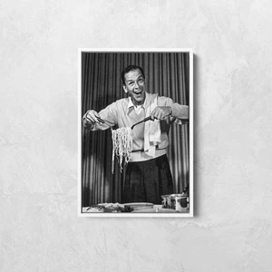 Frank Sinatra Eating Spaghetti Poster, Funny Pasta Eating Poster - Wall Decor - Picture 1 of 7