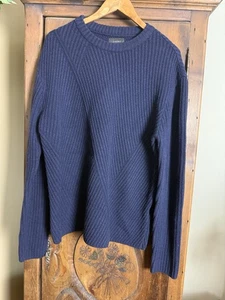 NWT JACHS New York Men’s XL Navy 100% Wool L/S Crew Neck Ribbed Weave Sweater - Picture 1 of 10