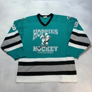 Camiseta deportiva de hockey vintage Hoppies Burt Lake Michigan XL verde azulado #69 novedad divertida EE. UU. - Imagen 1 de 9