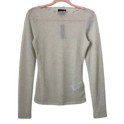 J. Top de mujer Crew Collection mediano metálico transparente manga larga silencioso de lujo NUEVO Foto 1 de 4