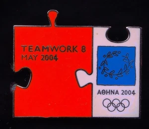 ATHENS 2004 OLYMPIC GAMES INTERNAL PIN. 1 PIN FROM A PUZZLE OF 8. TEAMWORK 8 RED - Picture 1 of 1