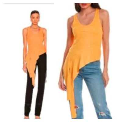 Helmut Lang Women's Asymmetric Tank TOP Apricot NWT 265 Sz XS IRRG - Image 1 of 4