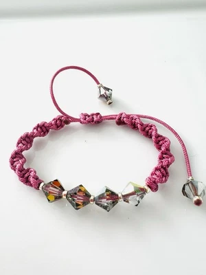 Pulsera Macramé con Cristales Austriacos “Marea” de 8 mm - Color Ajustable y Mágico Foto 1 de 3