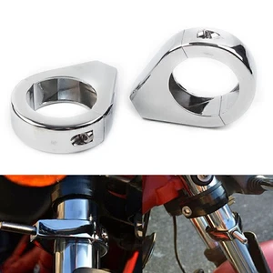 Abrazadera de horquilla abrazaderas intermitentes 2 piezas 39 mm para Harley Softail soporte cromado - Imagen 1 de 6