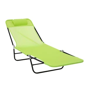 Green Outsunny Folding Chaise Lounge Chair, Pool Sun Tanning Chair, Outdoor - Picture 1 of 8