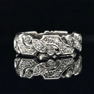 Art Deco Platin Diamant Eternity Band Ring Größe 9 - Bild 1 von 10