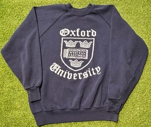 Vintage Oxford University Sweatshirt Crewneck Size Medium 1980s Navy Blue Raglan - Bild 1 von 7